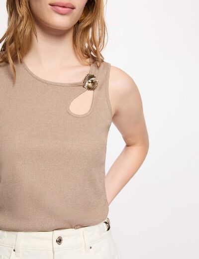 Top con cuello joya topo mujer