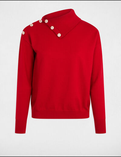 Jersey cuello de solapa rojo mujer