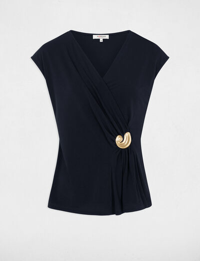 Top sin mangas cuello v azul marino mujer