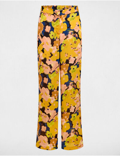 Pantalón pernera ancha multicolor mujer