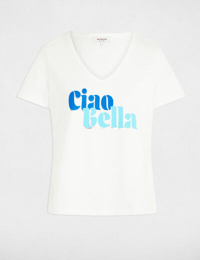 Camiseta con mensaje blanco mujer