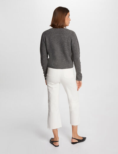 Cárdigan manga larga gris anthracite mujer