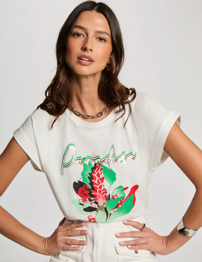 Camiseta con mensaje blanco mujer