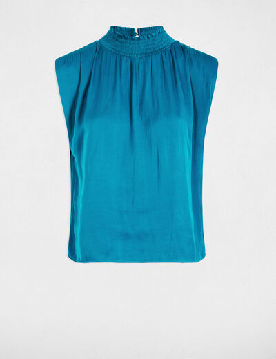 Top sin mangas bleu canard mujer