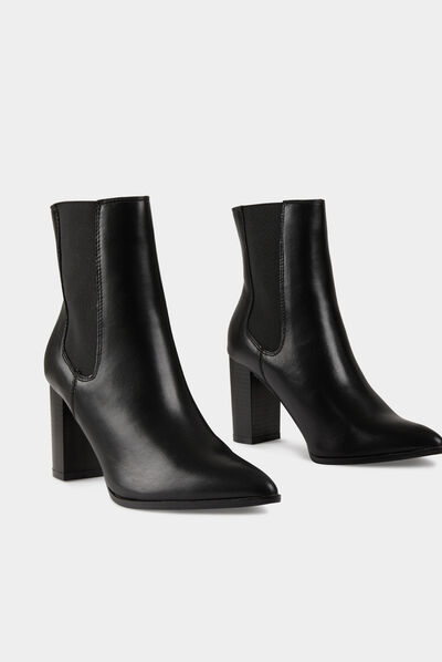 Botines elásticos de tacones negro mujer