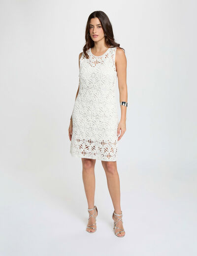 Vestido de punto ajustado blanco mujer