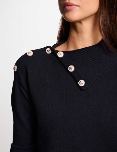 Jersey cuello de solapa azul marino mujer