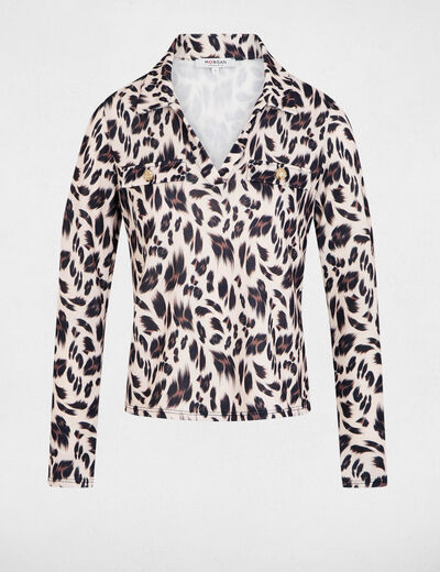 Jersey ligero con cuello vuelto multicolor mujer
