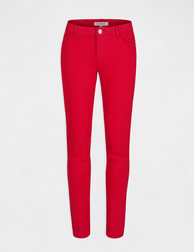 Pantalón skinny talle bajo rojo mujer