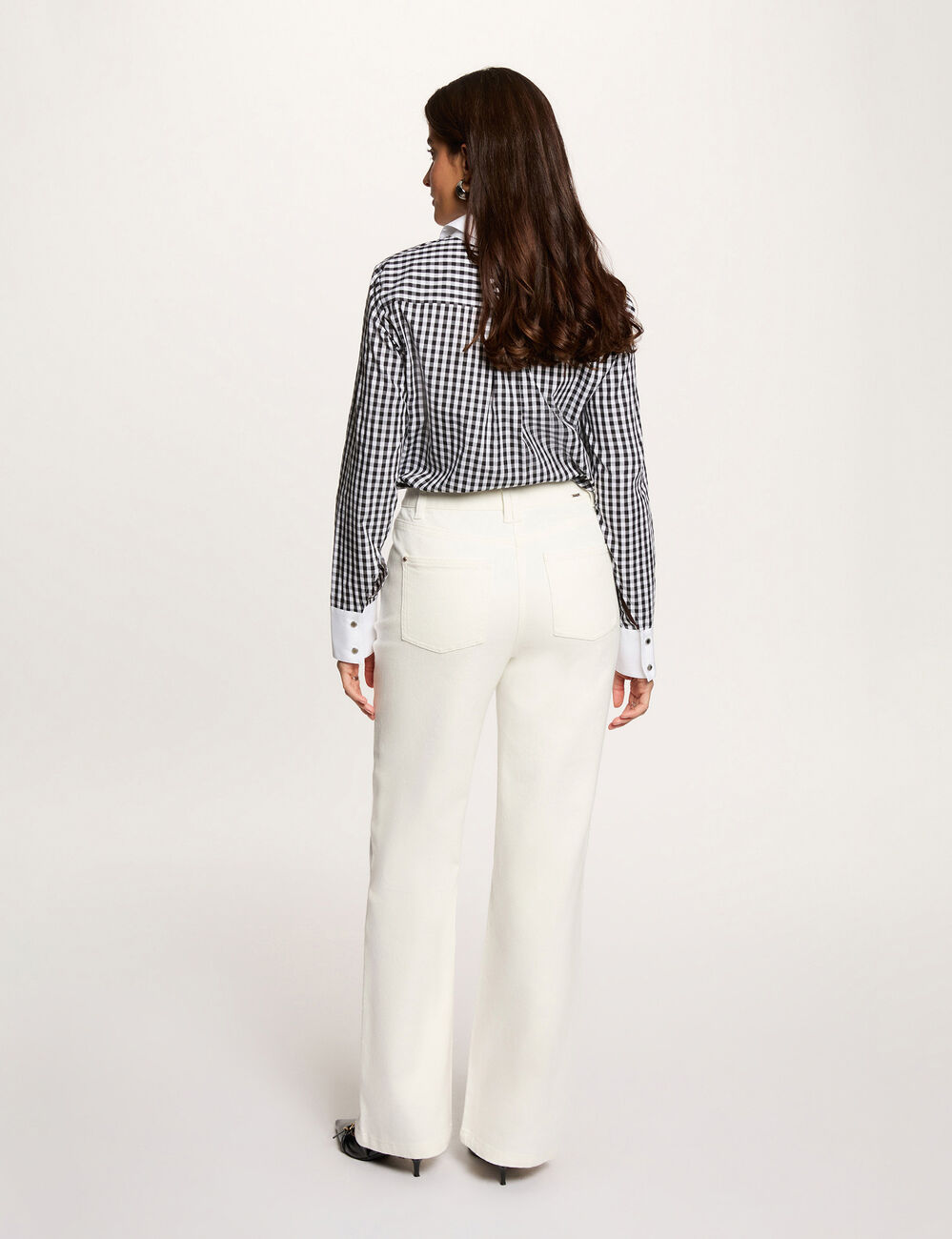 Jean ancho 7/8 blanco mujer