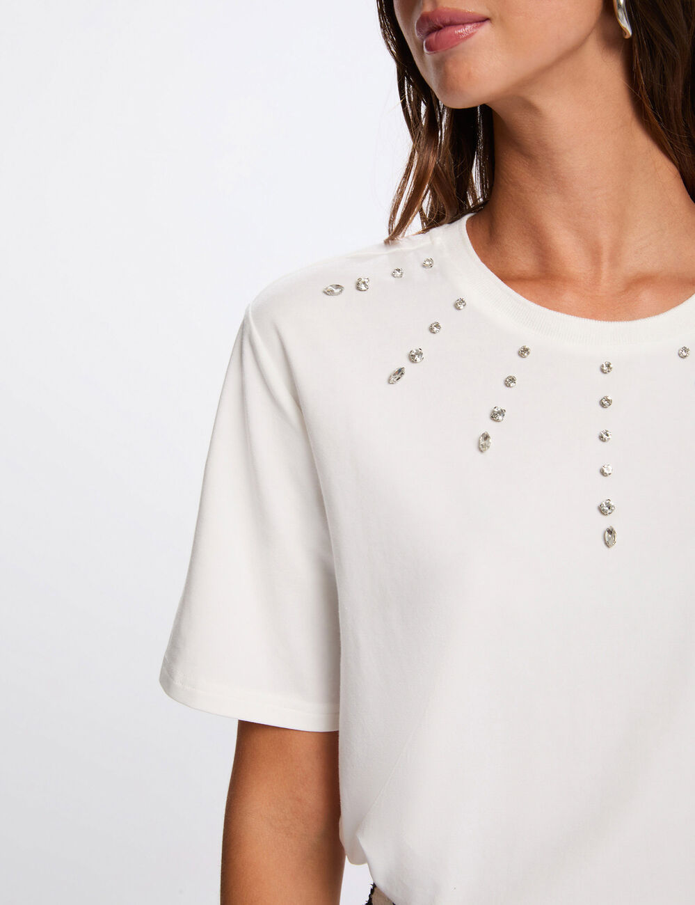 Camiseta recta de manga corta blanco mujer
