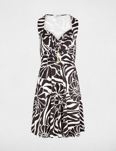 Vestido corto escotado negro mujer