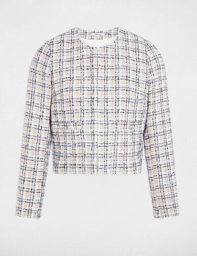 Chaqueta entallada de tweed multicolor mujer