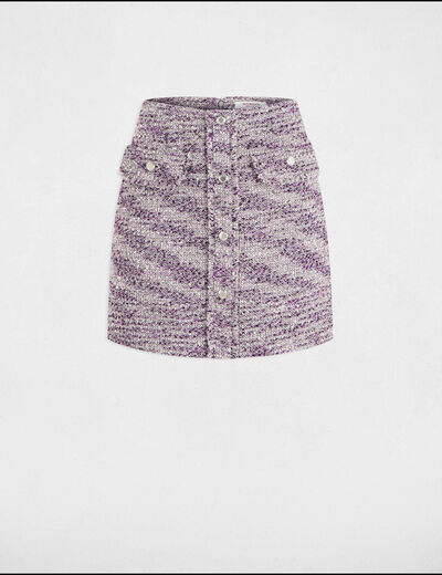 Falda corta de tweed multicolor mujer