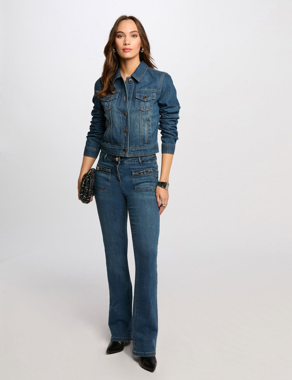 Chaqueta vaquero corta denim stone mujer