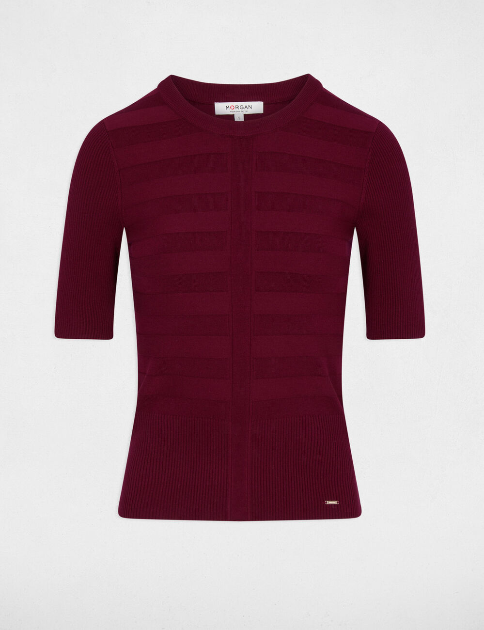 Jersey manga corta burdeos mujer
