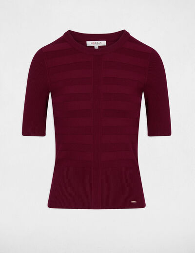 Jersey manga corta burdeos mujer