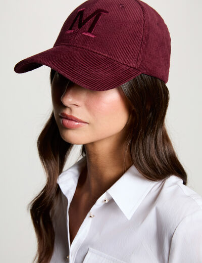 Gorra de pana ciruela mujer