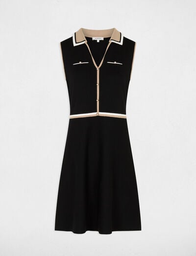 Vestido de punto con cuello vuelto negro mujer