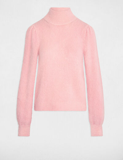 Jersey con cuello alto rosa mujer