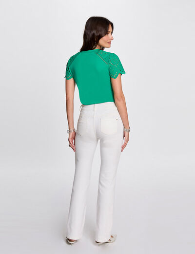 Camiseta manga corta verde emeralda mujer