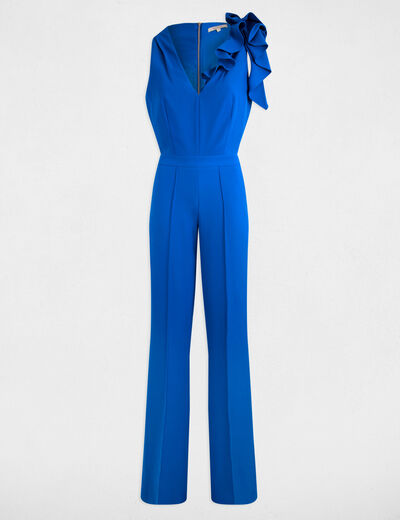 Mono largo con volantes azul eléctrico mujer
