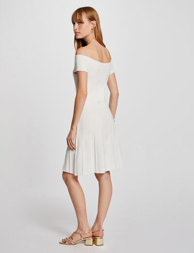 Vestido punto patinadora largo rodilla crudo mujer
