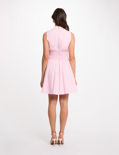 Vestido corto con cuello en v rosa mujer
