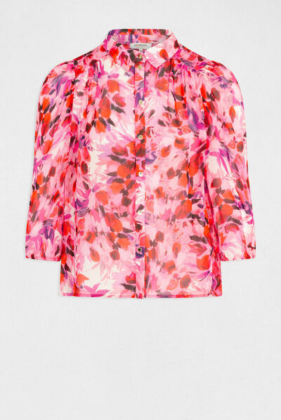 Camisa manga 3/4 estampado floral multico mujer