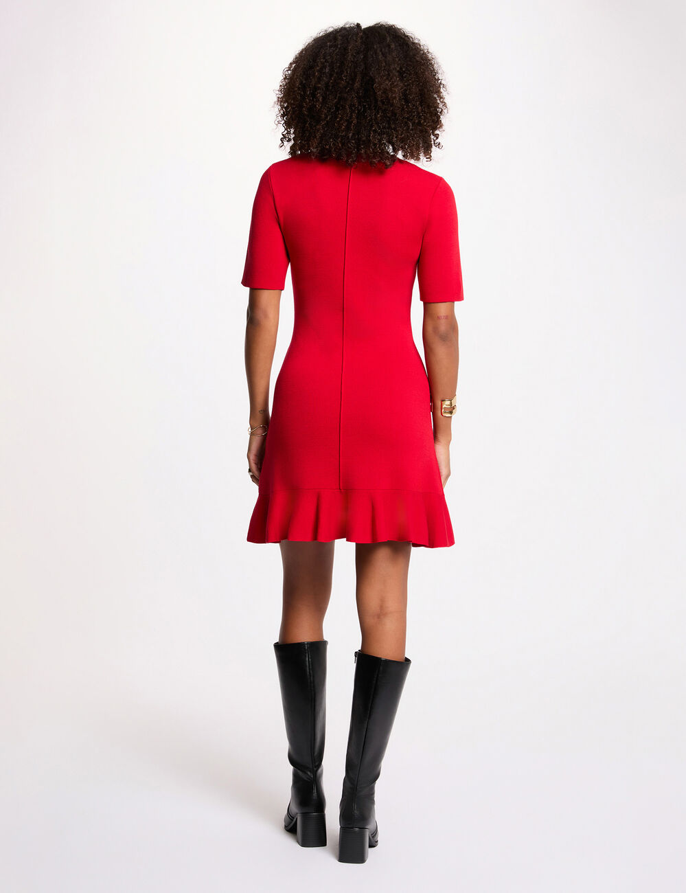 Vestido de punto corto ajustado rojo mujer