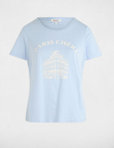Camiseta con mensaje azul cielo mujer