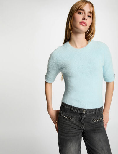 Jersey manga corta azul cielo mujer