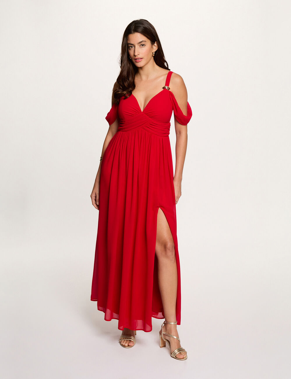 Vestido largo rojo mujer