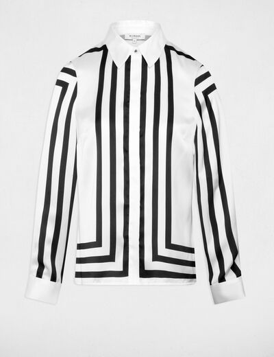 Camisa manga larga rayas blanco mujer