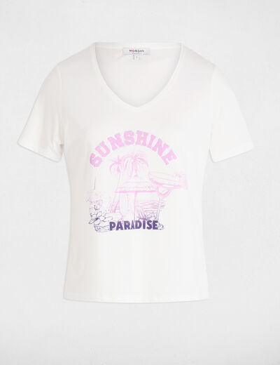 Camiseta con inscripción blanco mujer