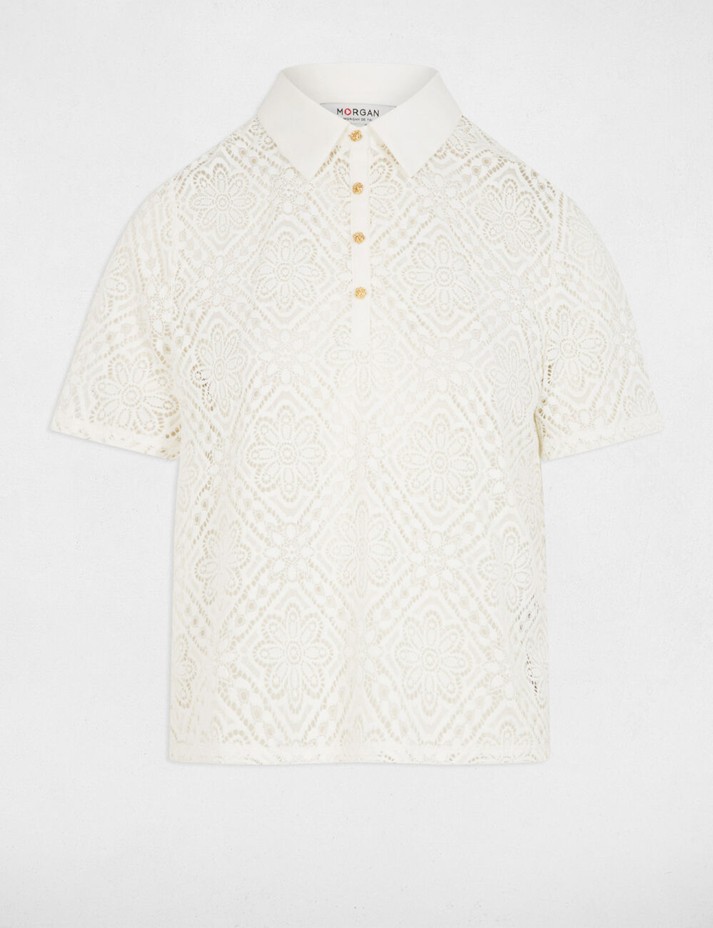 Polo manga corta blanco mujer