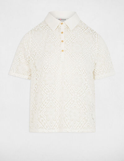 Polo manga corta blanco mujer