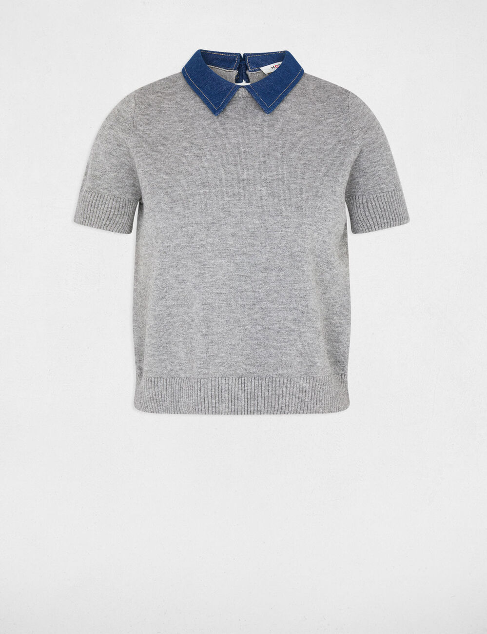 Jersey con cuello vuelto gris claro mujer