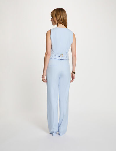 Chaleco de rayas con cuello en v azul cielo mujer