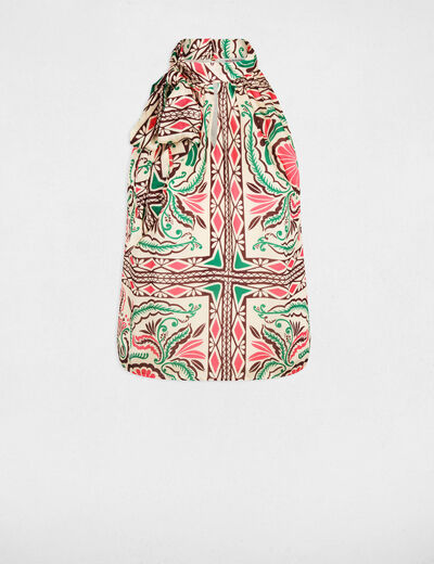 Blusa satinada con cuello alto multicolor mujer