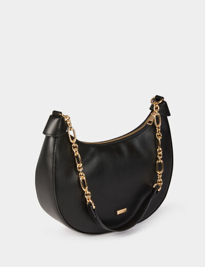 Bolso media luna de cebra negro mujer