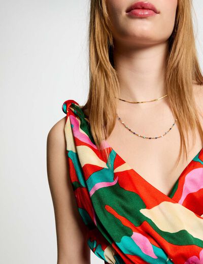 Vestido largo recto estampado multicolor mujer