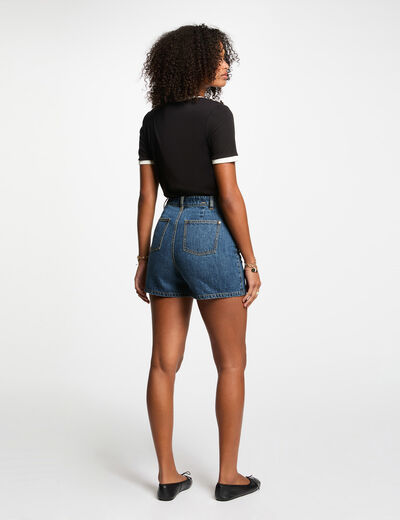 Camiseta manga corta negro mujer