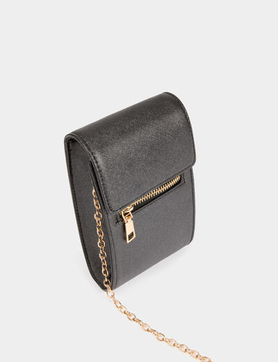 Cartera de cuero negro mujer