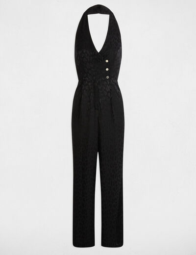 Mono largo escote en V negro mujer