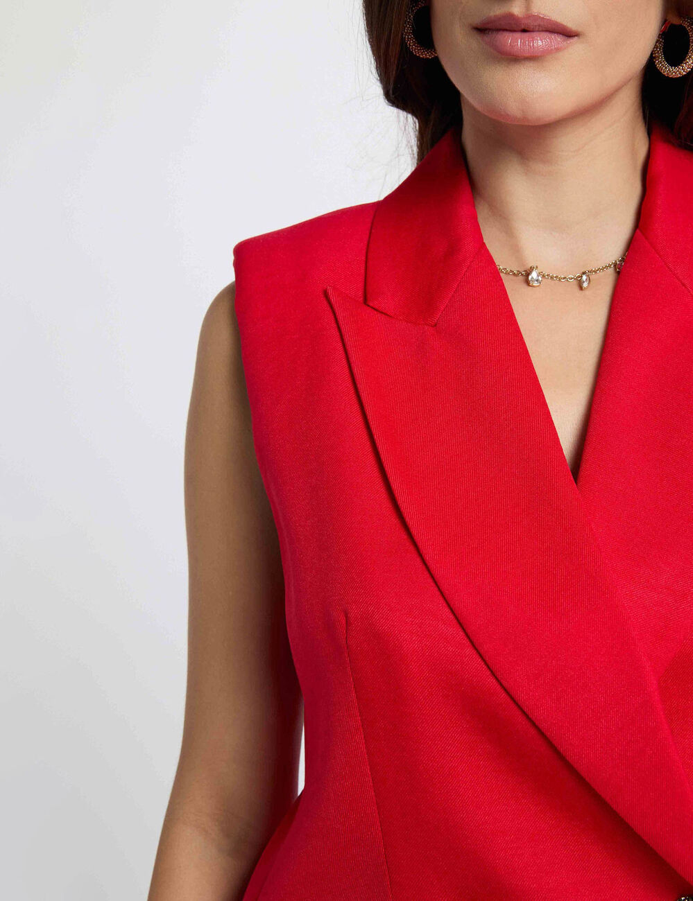 Chaqueta ajustada sin mangas rojo mujer