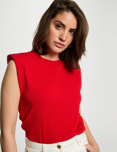 Jersey sin mangas rojo mujer
