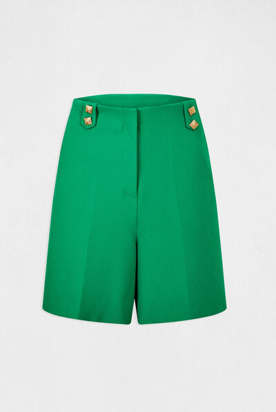 Bermudas city recta con pinzas verde mujer