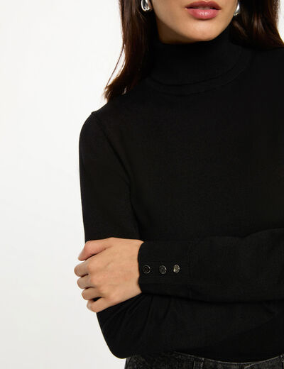 Jersey de cuello alto negro mujer