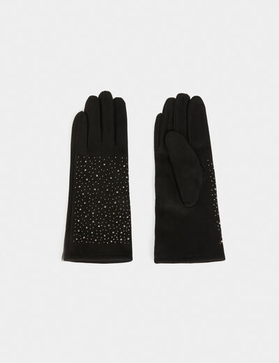 Guantes con strass negro mujer